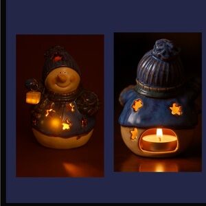 VTG! SNOWMAN VOTIVE HOLDER. TEA CANDLE LIGHT.